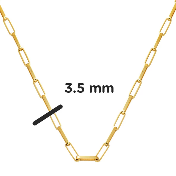 Ataç 14 Ayar Altın Zincir Kolye (3,5 mm Enli) 45 cm. - 4