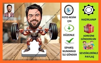 Halterci Karikatür Biblo,Sevgiliye Hediye,Doğum Günü Hediyesi ürün görseli