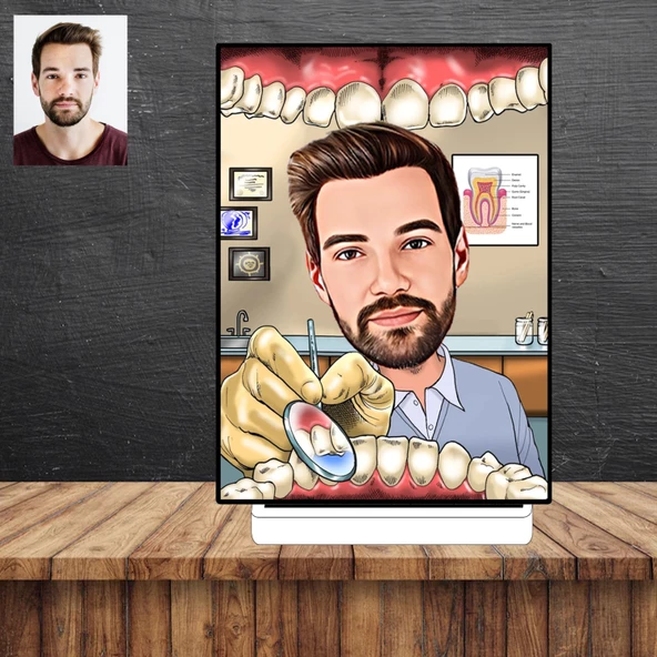 Diş Doktoru Dentist Karikatür Figürü,Sevgiliye Hediye,Doğum Günü Hediyesi - 1