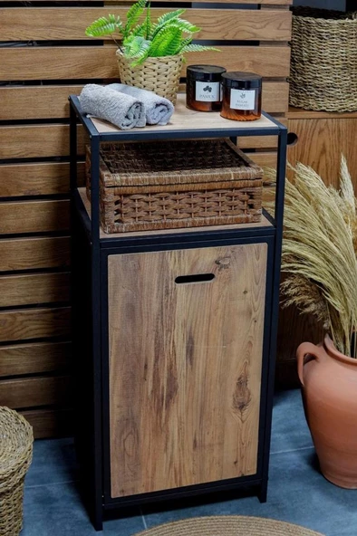 Digithome Metal Kirli Sepetli 2 Raflı Çok Amaçlı Banyo Düzenleyici Raf Organizer Siyah – MRS-003 C1-1-369 - 4