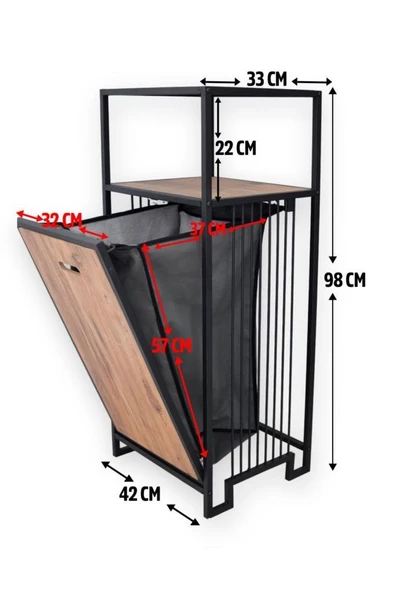 Digithome Metal Kirli Sepetli 2 Raflı Çok Amaçlı Banyo Düzenleyici Raf Organizer Siyah – MRS-003 C1-1-369 - 7