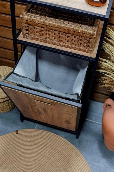 Digithome Metal Kirli Sepetli 2 Raflı Çok Amaçlı Banyo Düzenleyici Raf Organizer Siyah – MRS-003 C1-1-369 - 6