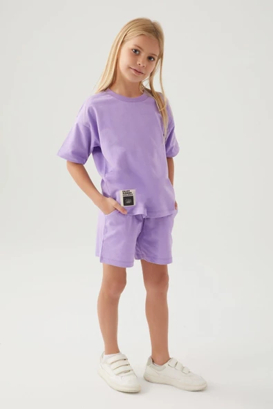 Rolypoly Kız Çocuk Garson Lila Şortlu Pijama Takım 3416