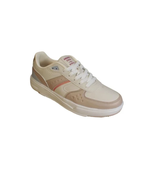 KİNETİX Kadın Beyaz Krem Comfort Rahat Taban Sneaker Spor Ayakkabı