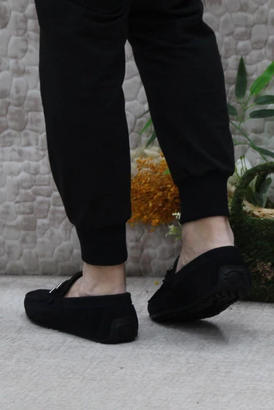 Mehmet Mete 31118 Lacivert Süet Hakiki Deri Loafer Erkek Babet Erkek Ayakkabı - Resim 4