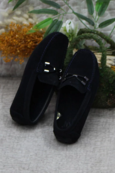 Mehmet Mete 31118 Lacivert Süet Hakiki Deri Loafer Erkek Babet Erkek Ayakkabı - Resim 6