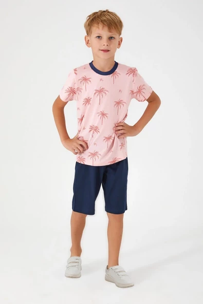 Rolypoly Erkek Çocuk Garson Pudra Kaprili Pijama Takım 3094