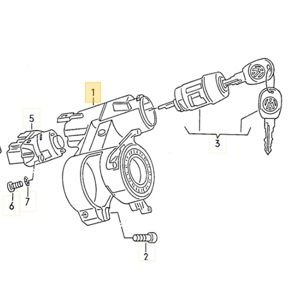 VW Golf 2 1990-1991-1992 Kontak Anahtar Gövdesi 357905851D - 2