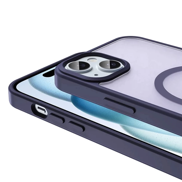 iPhone 13 Uyulu Uyumlu Kılıf Magsafe Şarj Özellikli Mat Arka Yüzey Sio Kapak - Resim 3