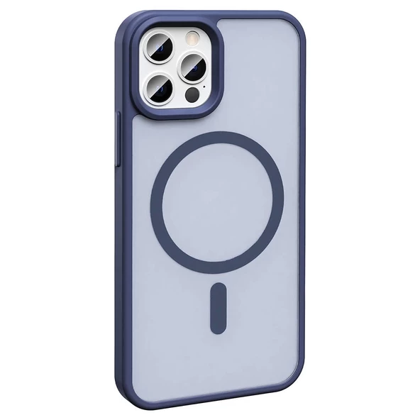 iPhone 12 Pro Uyumlu Kılıf Magsafe Şarj Özellikli Mat Arka Yüzey Sio Kapak - Resim 3