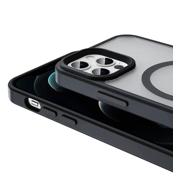 iPhone 12 Pro Uyumlu Kılıf Magsafe Şarj Özellikli Mat Arka Yüzey Sio Kapak - Resim 6