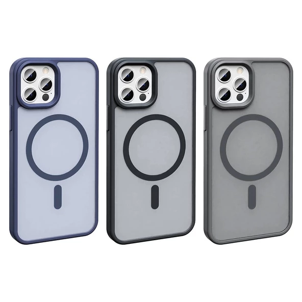 iPhone 12 Pro Uyumlu Kılıf Magsafe Şarj Özellikli Mat Arka Yüzey Sio Kapak - Resim 2