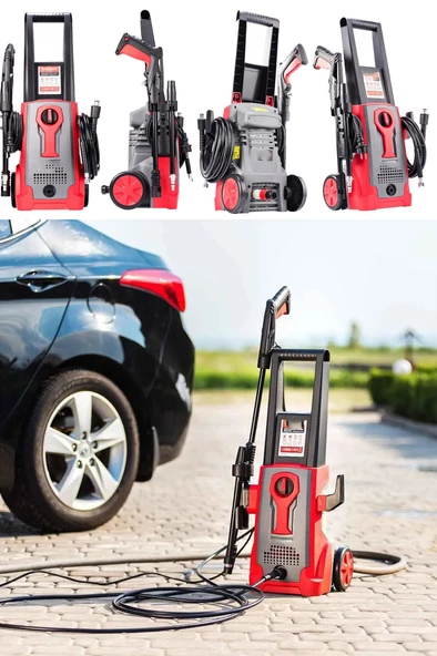 Yüksek Basınçlı 150Bar 3000W Çok Fonksiyonlu Bahçe ve Oto Yıkama Makinesi  5Mt Hortum Köpük Tabanca - 4