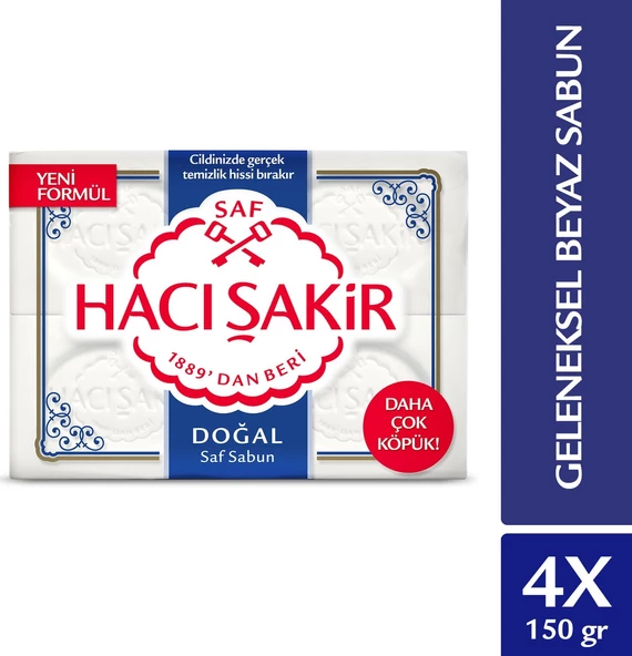Hacı Şakir 4'lü Doğal Kalıp Sabun 600 Gr 4 Paket ürün görseli