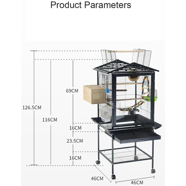 CocodyPet A081 Papağan Kafesi Ayaklı 46x46x125 - Resim 3
