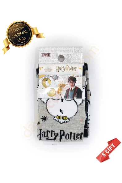 Orijinal Lisanslı Harry Potter Desenli Soket Çorap 5li Asorti -DL15610535-HARRY - 3