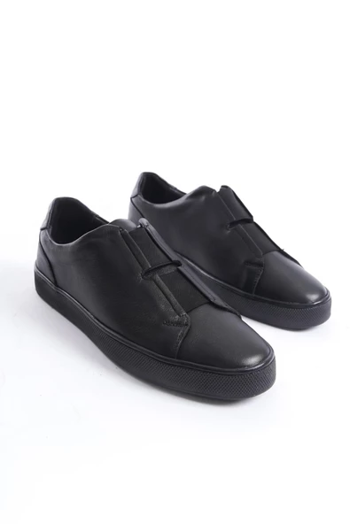 Hakiki Deri Erkek Çift Lastik Detaylı Günlük Spor Ayakkabı Sneaker - Resim 8