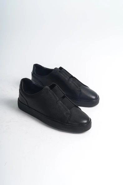 Hakiki Deri Erkek Çift Lastik Detaylı Günlük Spor Ayakkabı Sneaker - Resim 4