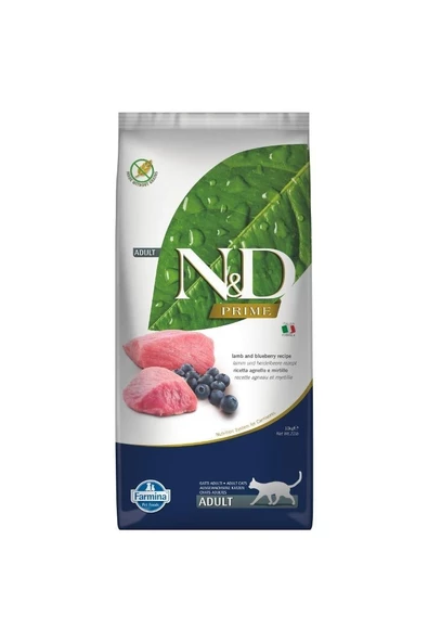 N&D Prime Tahılsız Kuzu & Yabanmersini Yetişkin Kedi Maması 10 Kg