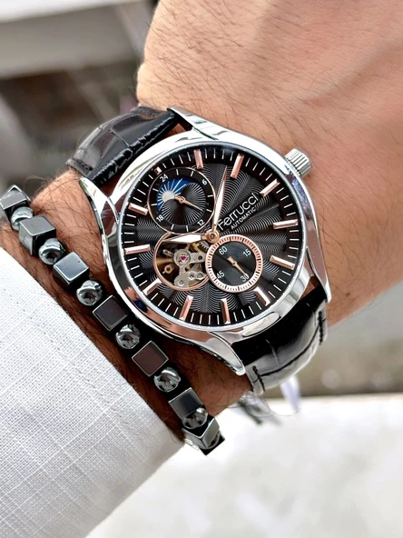 Ferrucci Function FCF.03343FK.0 Deri Kordon Otomatik Erkek Kol Saati - Resim 2