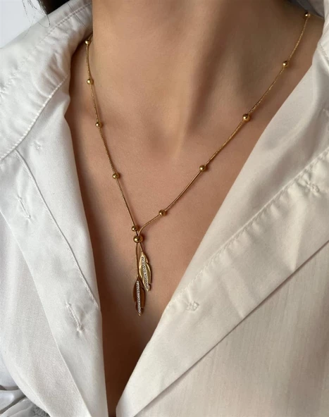 Yaprak Dorika Çelik Kolyr Sns200197 ürün görseli 1