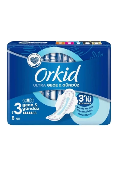 Orkid Ultra Gece & Gündüz (3 Boy) 6 Adet Hijyenik Ped