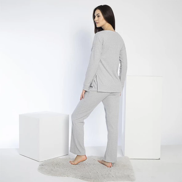 Confeo 840.641 Kadın Kışlık Fitilli Uzun Kol Pijama Takım - 4