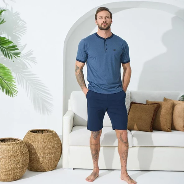 Kly 9009 Erkek Yazlık Şortlu Pijama Takım - 2