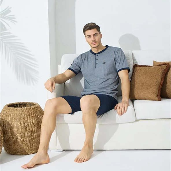 Kly 9009 Erkek Yazlık Şortlu Pijama Takım - 4