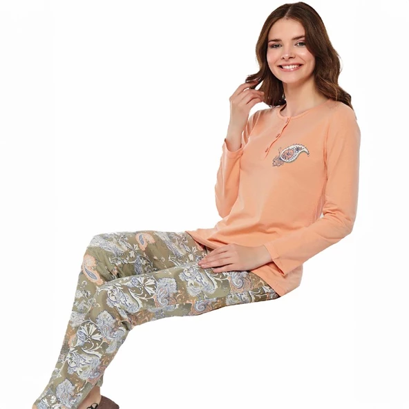 Alperi 79450 Kadın Kışlık Düğmeli Pijama Takım