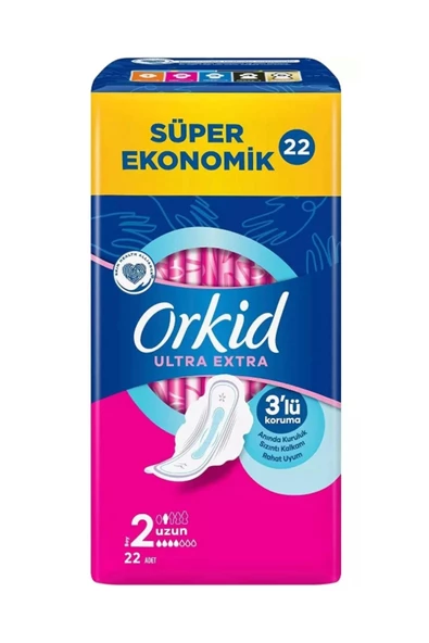 Orkid Ultra Extra Hijyenik Ped Uzun Süper Ekonomik Paket 22 Ped