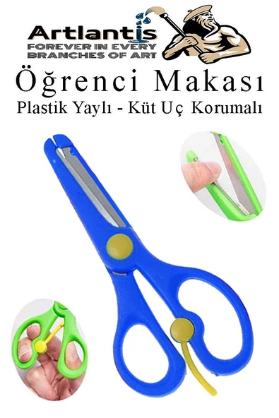 Öğrenci Makası Plastik Yaylı ve Küt Uç Korumalı 1 Adet Okul Makası Çocuk Makası Çocuklar İçin Güvenli Okul Öncesi Anasınıfı Etkinlik - 6
