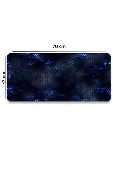 SonicTouch Mavi Siyah Petek Desenli Kaymaz Gaming Oyuncu Masaüstü Dikişsiz Klavye Mouse Pad 32x70Cm - 2