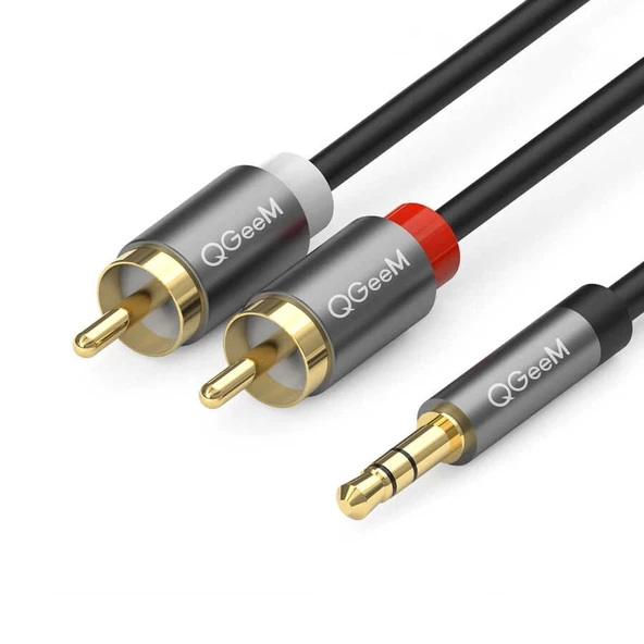 Qgeem QG-AU09 3.5mm Akıllı Saat Kordonu To RCA Aux Audio Kablo 1.5M