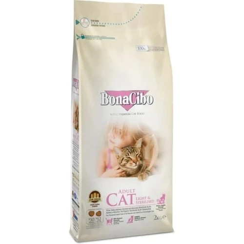 BonaCibo Kısırlaşlaştırılmış Kedi Maması Light - Steril Kısır Kedi Maması 2 Kg. x 2 Paket Toplam 4 Kg.