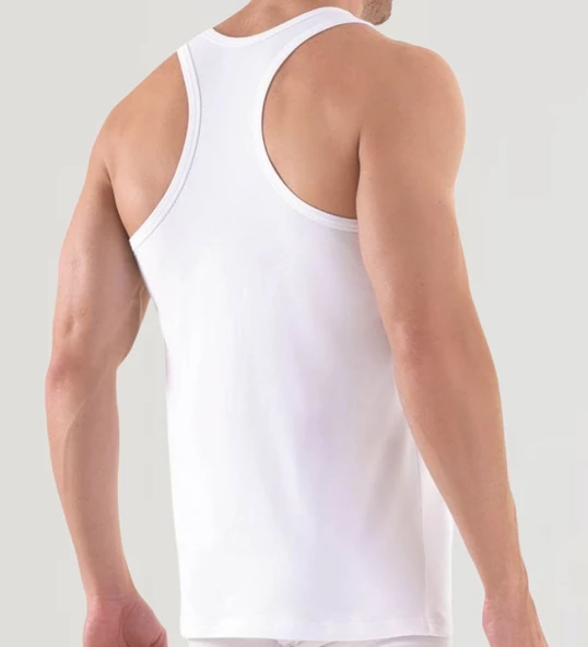 2 Adet Erkek Slim Fit Dar Kalıp Likralı Penye Sporcu Atleti(Rambo Atleti) - 11