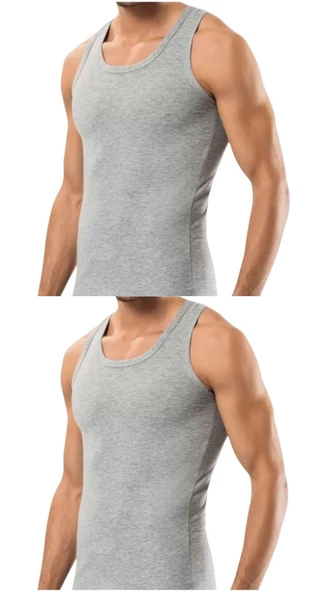 2 Adet Erkek Slim Fit Dar Kalıp Likralı Penye Sporcu Atleti(Rambo Atleti) - 6