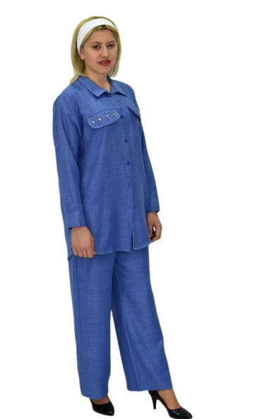 Kadın Ayrobin İkili Bluz Pantolon Takım BGL-ST03710 - Resim 12