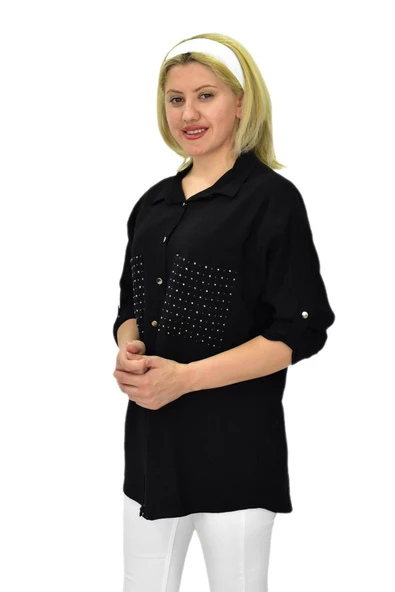 Kadın Cep Taşlı Ayrobin Gömlek BGL-ST03699 - Resim 7