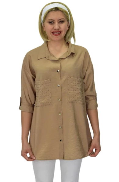 Kadın Cep Taşlı Ayrobin Gömlek BGL-ST03699 - Resim 4