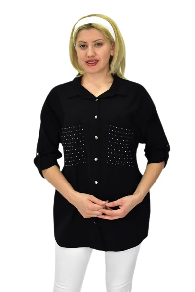 Kadın Cep Taşlı Ayrobin Gömlek BGL-ST03699 - Resim 2