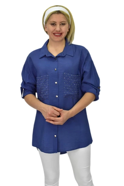 Kadın Cep Taşlı Ayrobin Gömlek BGL-ST03699 - Resim 3
