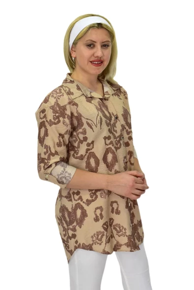 Kadın Leopar Desen Ayrobin Gömlek BGL-ST03700 - Resim 8