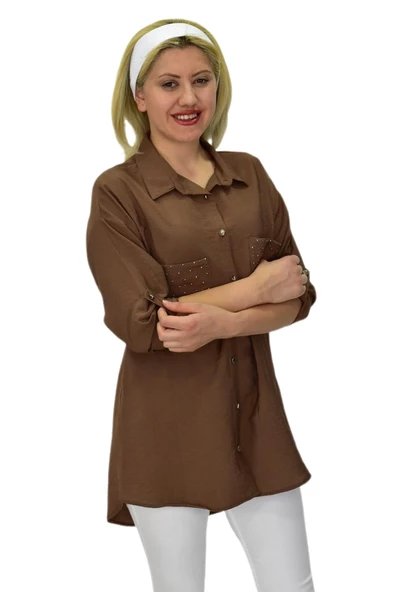 Kadın Cep Taşlı Ayrobin Gömlek BGL-ST03699 - Resim 11