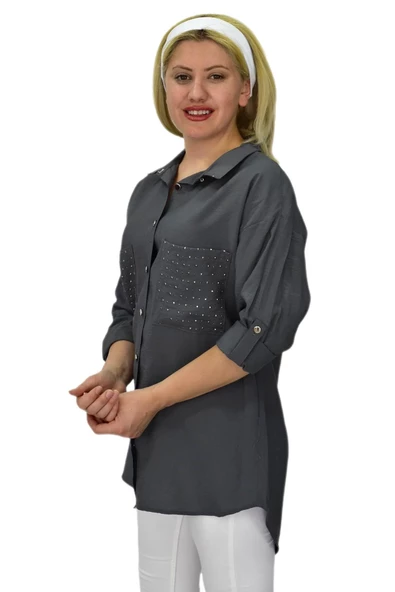 Kadın Cep Taşlı Ayrobin Gömlek BGL-ST03699 - Resim 10