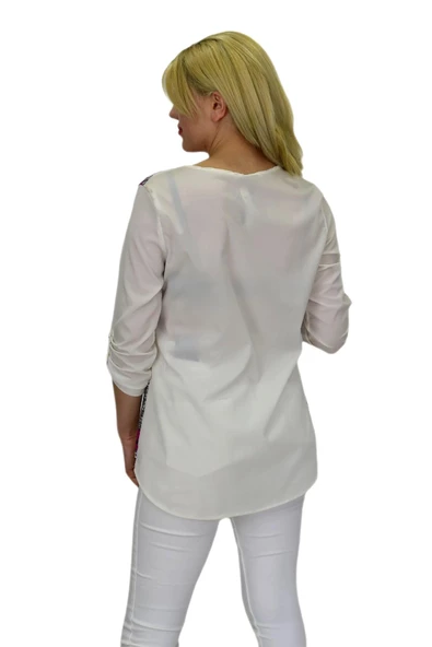 Kadın V Yaka Krep Bluz RY16982 - Resim 5