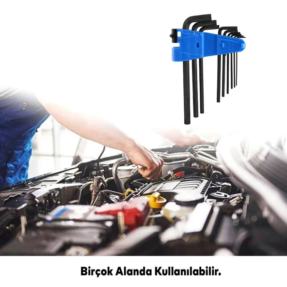Allen Alyan Siyah Anahtar Uzun 9'lu Set Köşeli Vida Sıkma Sökme Metal 1.5 2 2.5 3 4 5 6 8 10 mm - 5