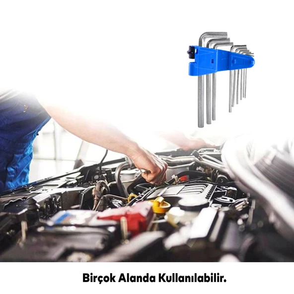 Allen Alyan Krom Anahtar Uzun 9'lu Set Altıgen Vida Sıkma Sökme Metal 1.5 2 2.5 3 4 5 6 8 10 mm - 5