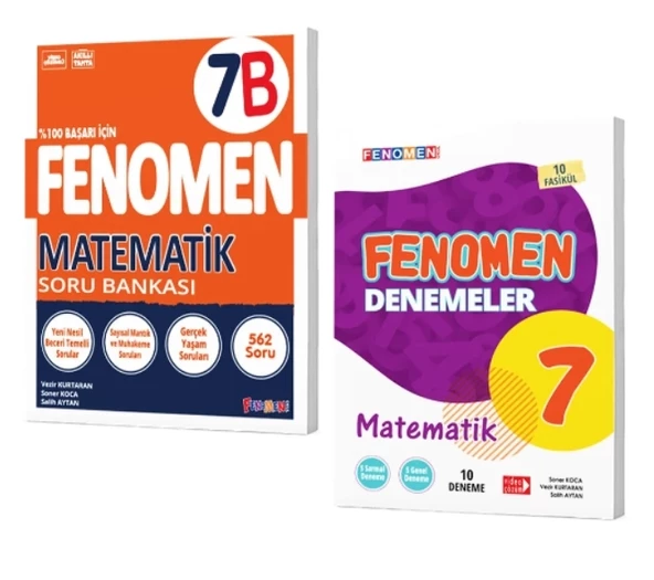 FENOMEN YAYINLARI 7 Matematik B Soru Bankası + Matematik Denemeleri (2 Kitap)