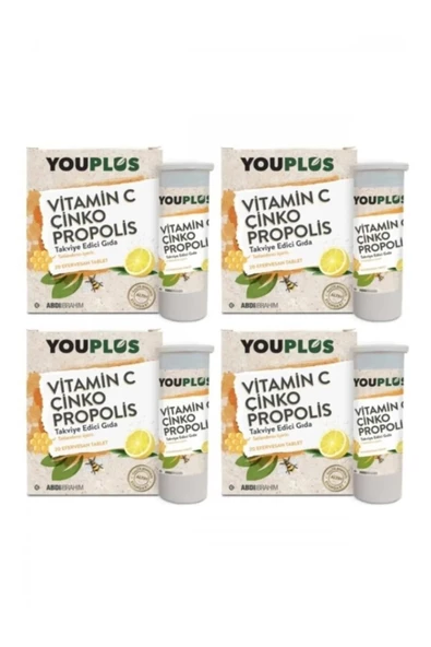 Youplus Vitamin C Çinko Propolis 20 Efervesan Tablet 4'lü ürün görseli 1